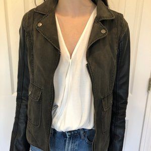 Green/leather moto jacket